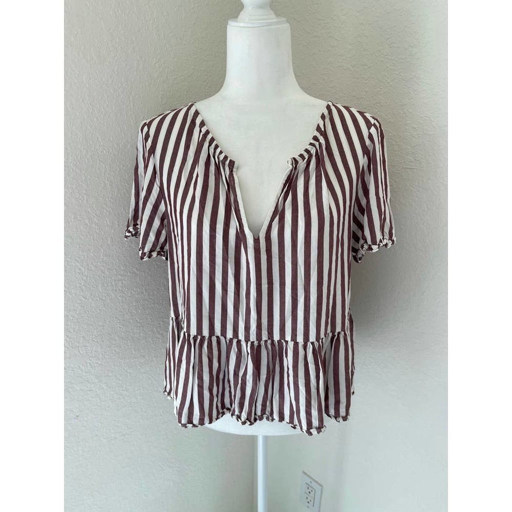Madewell Brown and White Striped Top